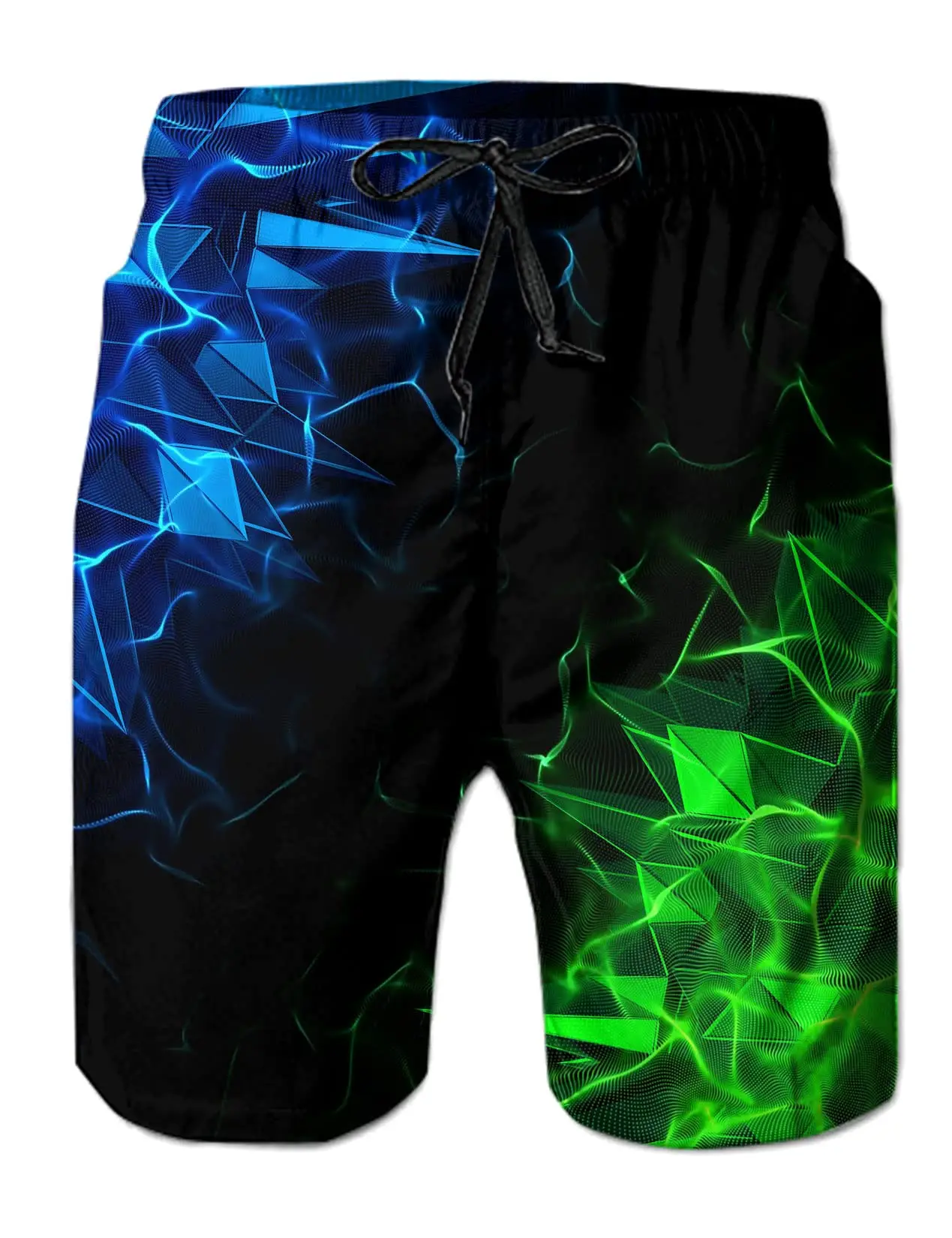 Men's Color-Blocked 3D Print Summer Beach Shorts, Outdoor Surfing Swim Trunks, Breathable Quick-Drying Casual Sports Pants