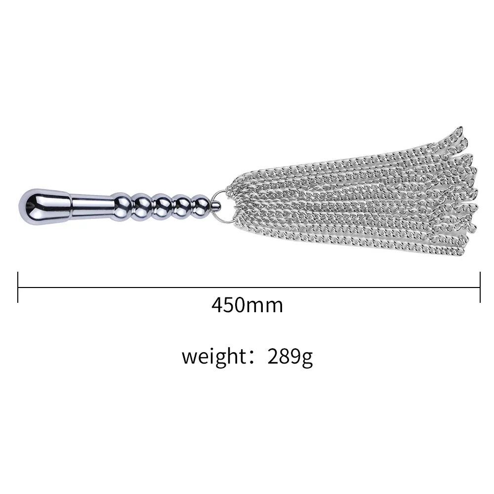 45 سنتيمتر سبائك معدنية سلسلة شرابة قصيرة ركوب الخيل سوط المحاصيل مقبض من الفولاذ المقاوم للصدأ سوط