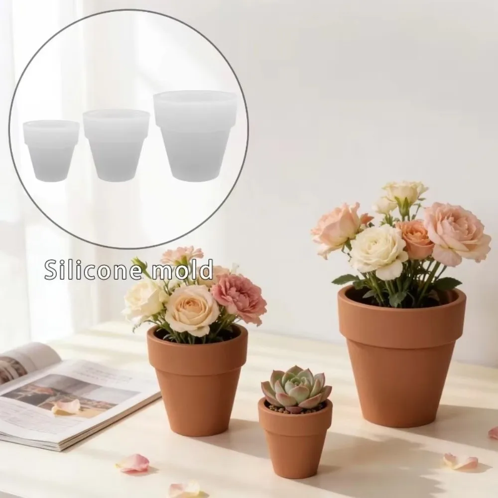 Creative Large and Small Flowerpot Molds Round Silicone Planter Mould Resin Plaster Mold Craft Making Tools