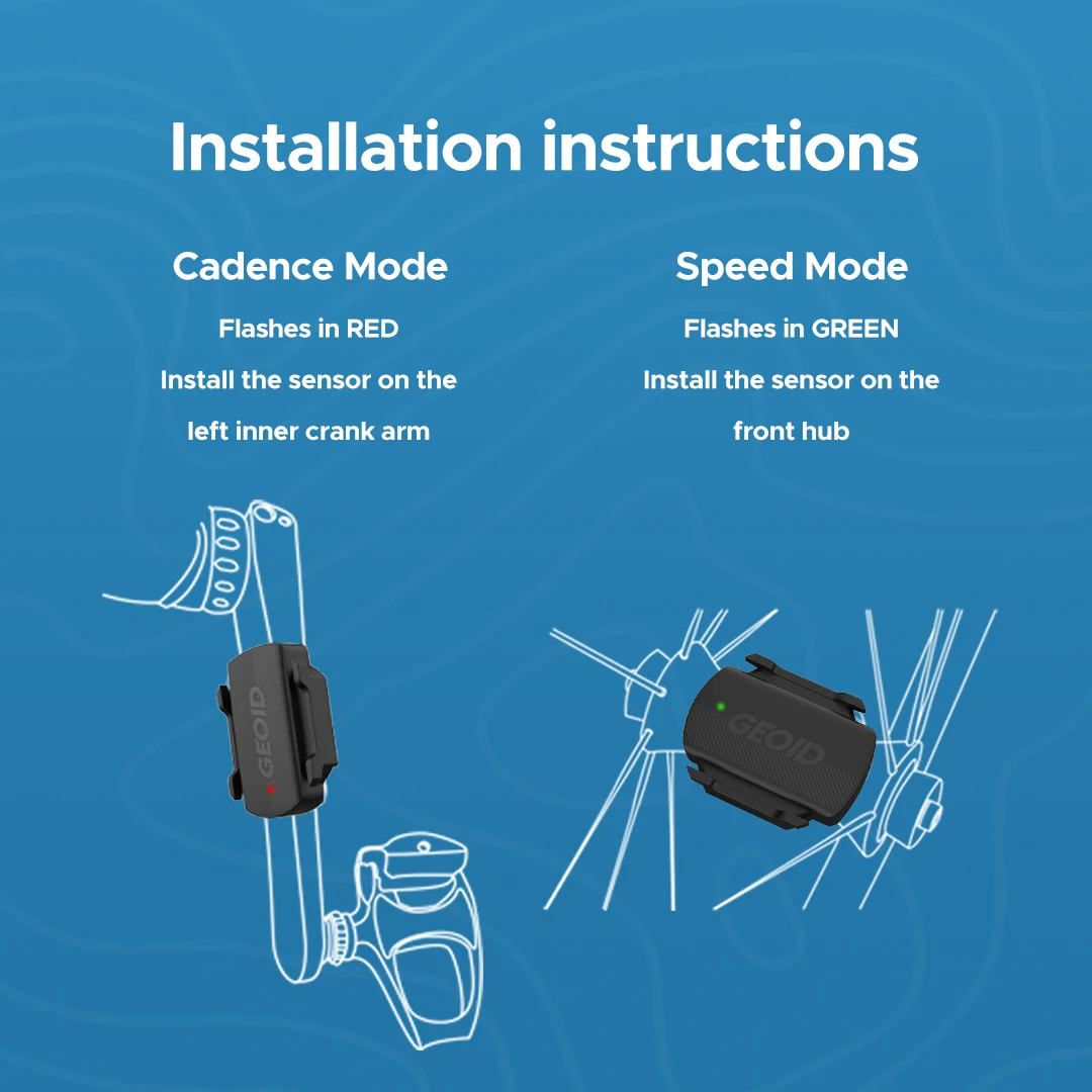 GEOID CS600 مستشعر سرعة وإيقاع ذكي لركوب الدراجات مزود بتقنية البلوتوث 5.0/ANT+ مستشعر سرعة الدراجة المقاوم للماء