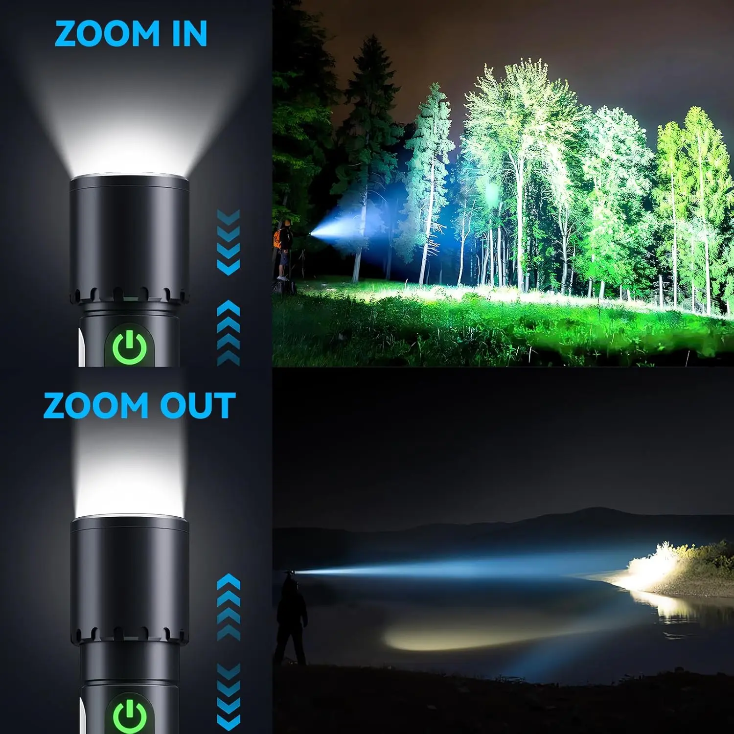 Linterna magnética LED recargable superbrillante con 9 modos potentes linternas tácticas para emergencias Camping