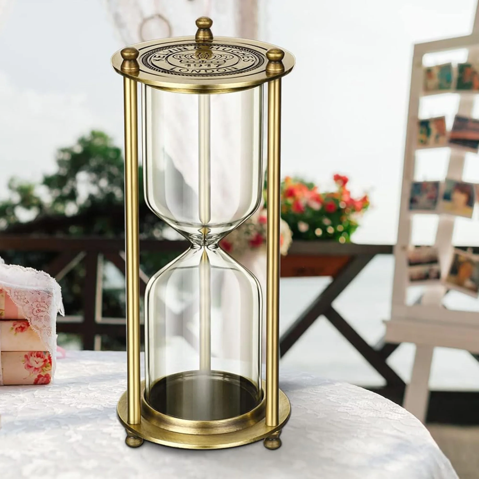 

Metal Three Column Vintage Empty Hourglass Bottle DIY Homemade Sandglass Creative Sand Clock Timer Home Desktop Decoration Gift