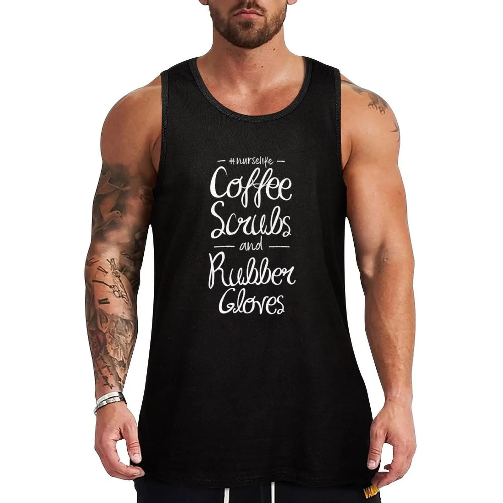 Coffee scrubs and Rubber Gloves Funny Nursing Life Nurse Gift Tank Top anime clothes T-shirts men