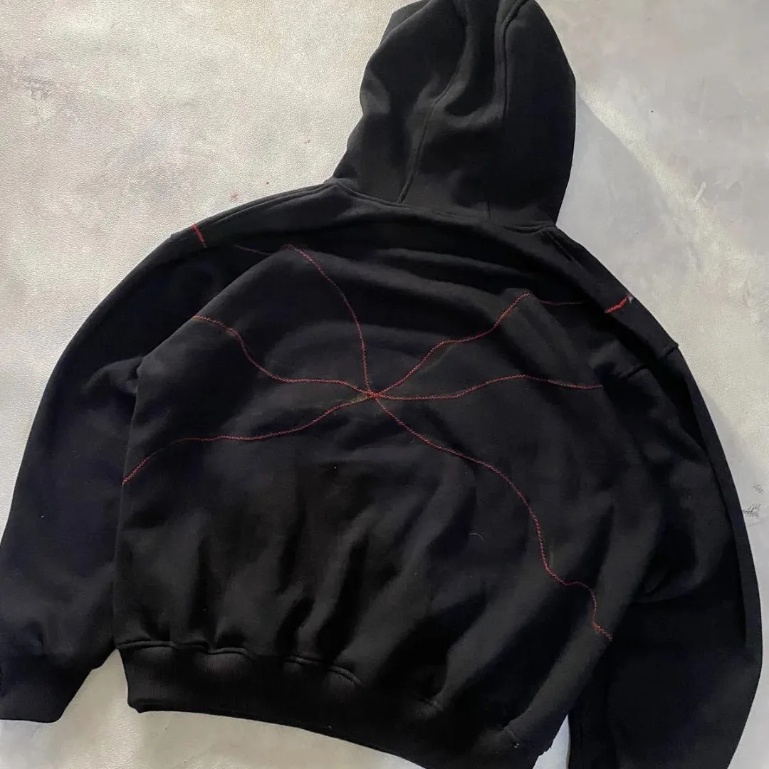 6 عيون Kokushibo تصميم هوديس كول فاسق البلوز Y2k الشارع الشهير المتضخم موضة عادية الأزواج أنيمي هوديي الرجال الملابس