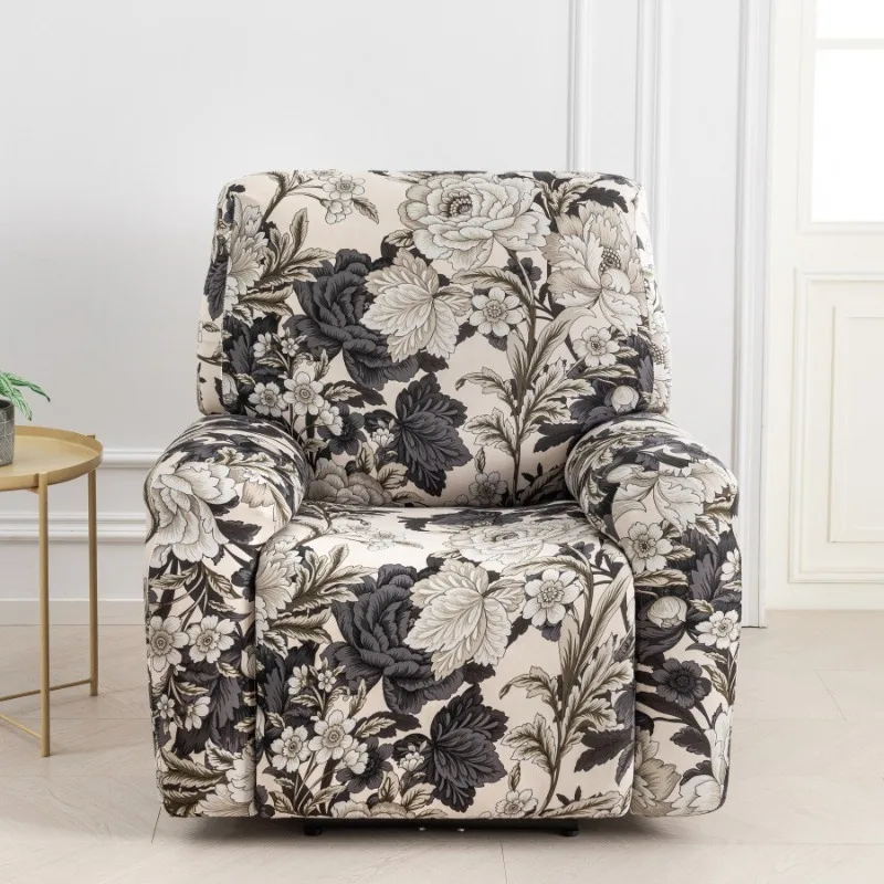 Milk Silk Stretch Floral Recliner Sofa Covers All Inclusive Armchair Chair Slipcovers for Living Room Furniture Protector