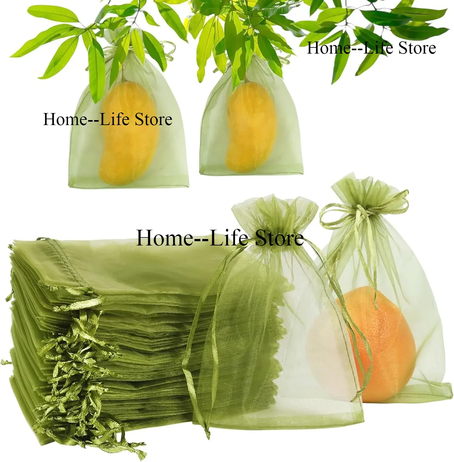 50Pcs Grape Fruit Protection Bags Graden Netting Bags with Drawstring for Plant Fruit Trees Flower Garden Cover Mesh Bags