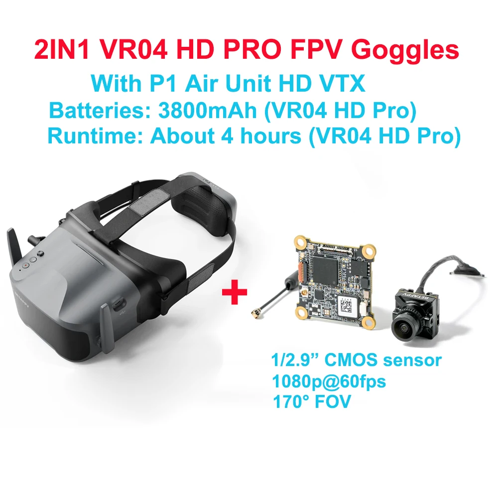 BETAFPV VR04 HD FPV Goggles 1920*1080 1080P@60fps Resolution 4.5
