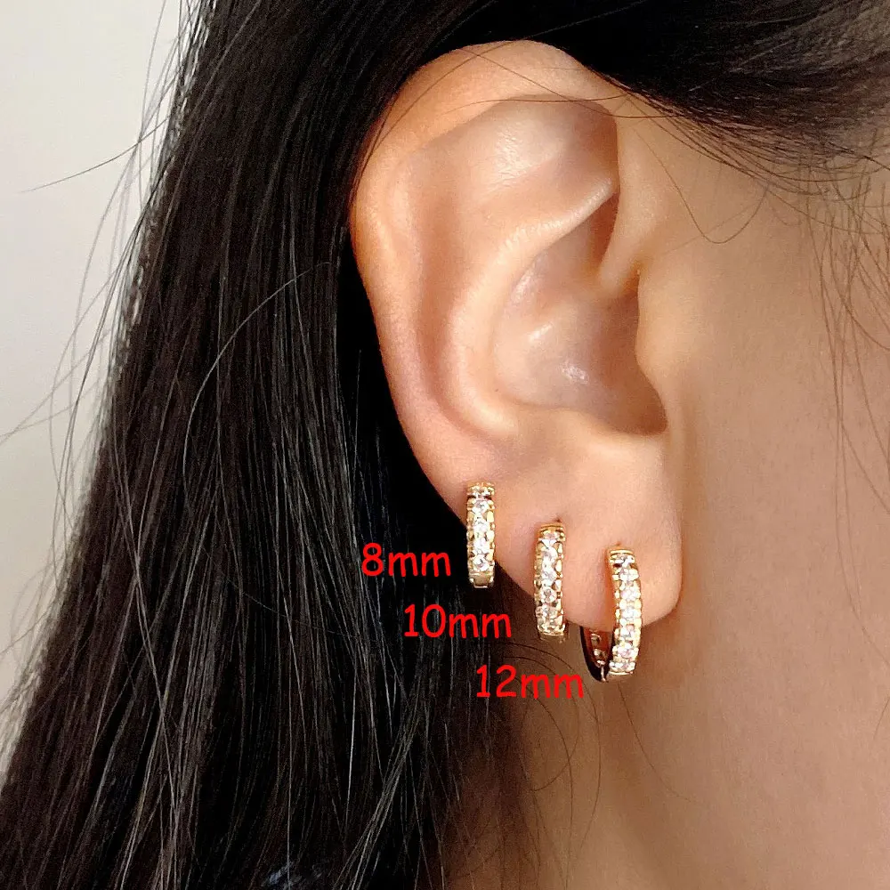 Rainbow CZ Huggies Hoop Earrings Girl Tiny Rings Cartilage Small Helix Piercing Tragus Conch Earlobe Circle Men Hoops Arete