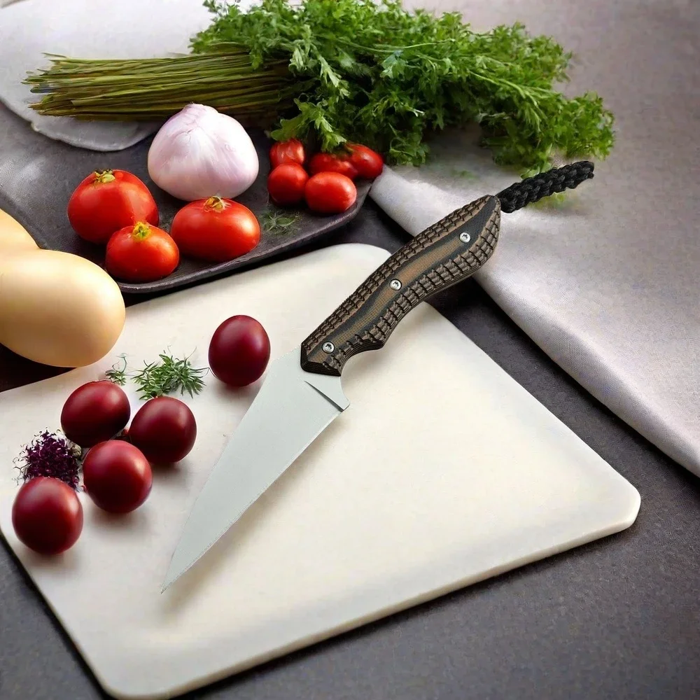 

Lightweight Household Peeler, Fixed Blade Knife, Micarta Handle with Sheath, Fruit Knife Household Cutting Knife Unpacking Tools