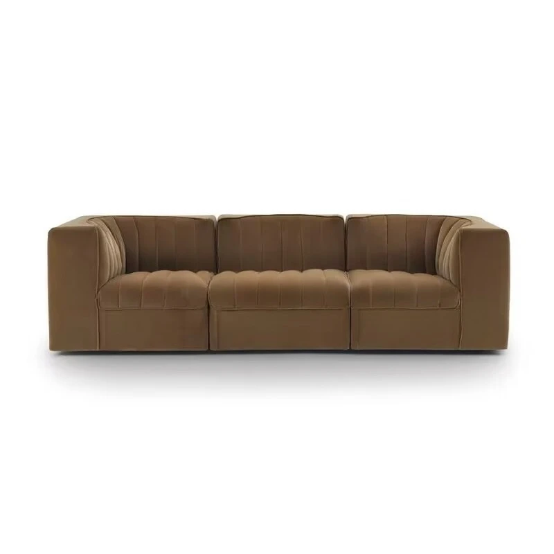 Small apartment fabric sofa combination, special-shaped curved corner wabi-sabi wind module sofa