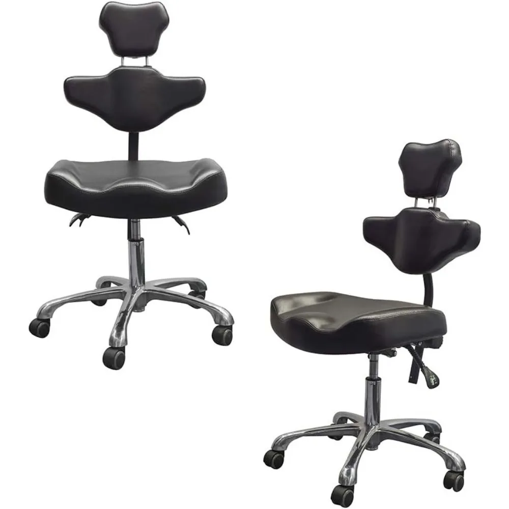 كرسي الوشم الهيدروليكي المتداول البراز كرسي الصالون قابل للتعديل قطب السرج البراز مع عجلات ومسند الظهر المهنية