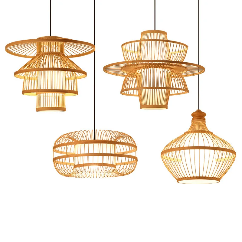 

Chinese Bamboo Art Pendant Lamp Tea Room Lantern Hot Pot Shop Homestay Weaving Personalized Restaurant Retro Bamboo Weaving Lamp