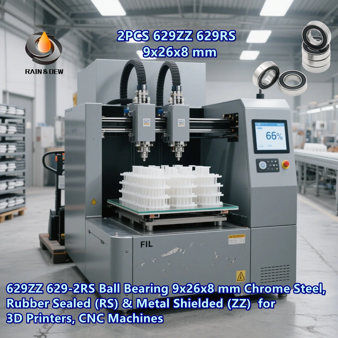 

2 шт. 629ZZ 629-2RS шарикоподшипник 9x26x8 мм, хромированная сталь, прорезиненный (RS) и металлический экранированный (ZZ) - для 3D-принтеров, станков с ЧПУ