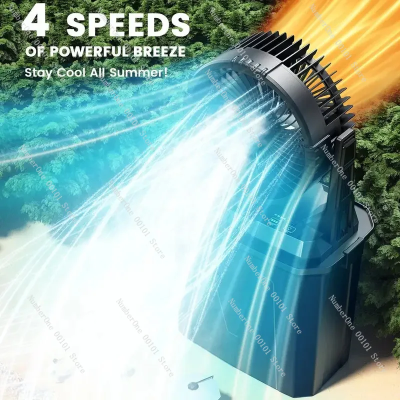 Spray fan outdoor camping style portable bucket fan usb charging