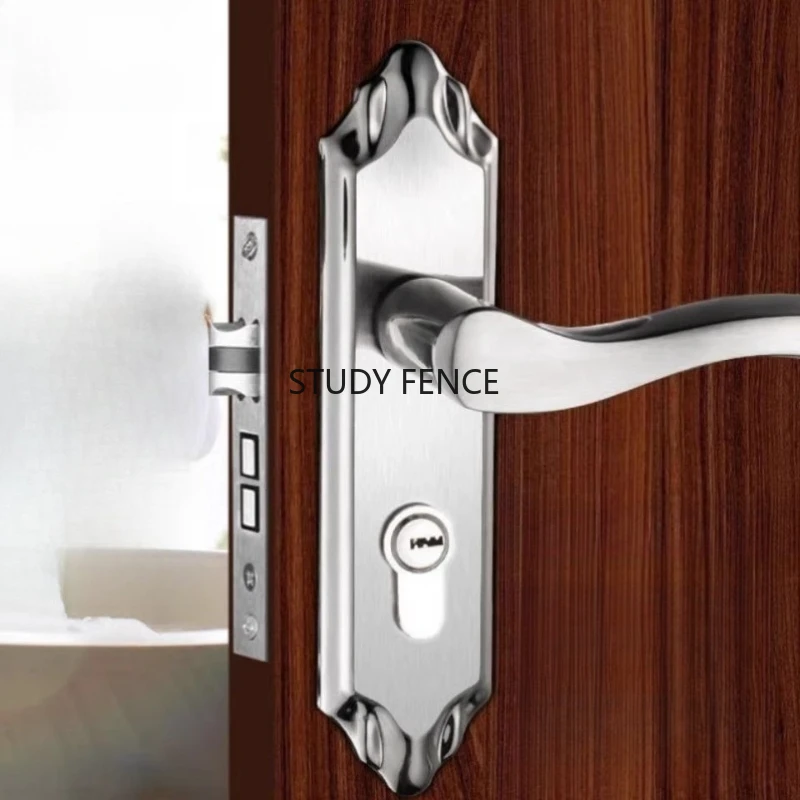 Замок для межкомнатных дверей из нержавеющей стали 50 мм, универсальный однозапорный замок для спальни, фурнитура с ключом