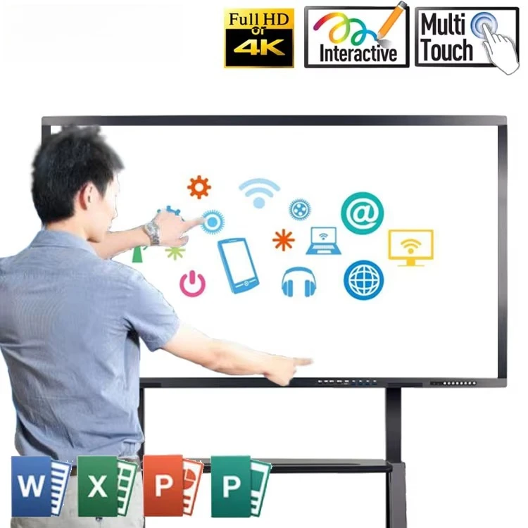 4K 75 Inch Smart Display Electronic Digital Interactive Touchscreen White Board For Conference Room