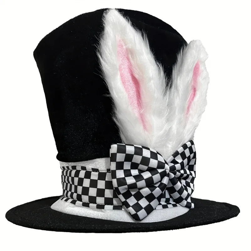 Easter Bunny Party Decoration Magic Hat Stage Performance  Rabbit Ears Adult Cosplay Costume Plush Black Carnival Velvet Cap
