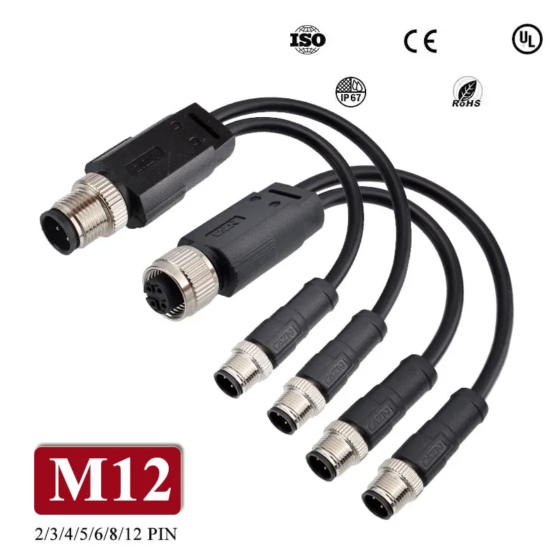 

Y-type M124 5 8 12 Pin Wire Splitter Waterproof Connector Cable C-type 1 to 2 Male to Female Unshielded/Shielded Adpater Line