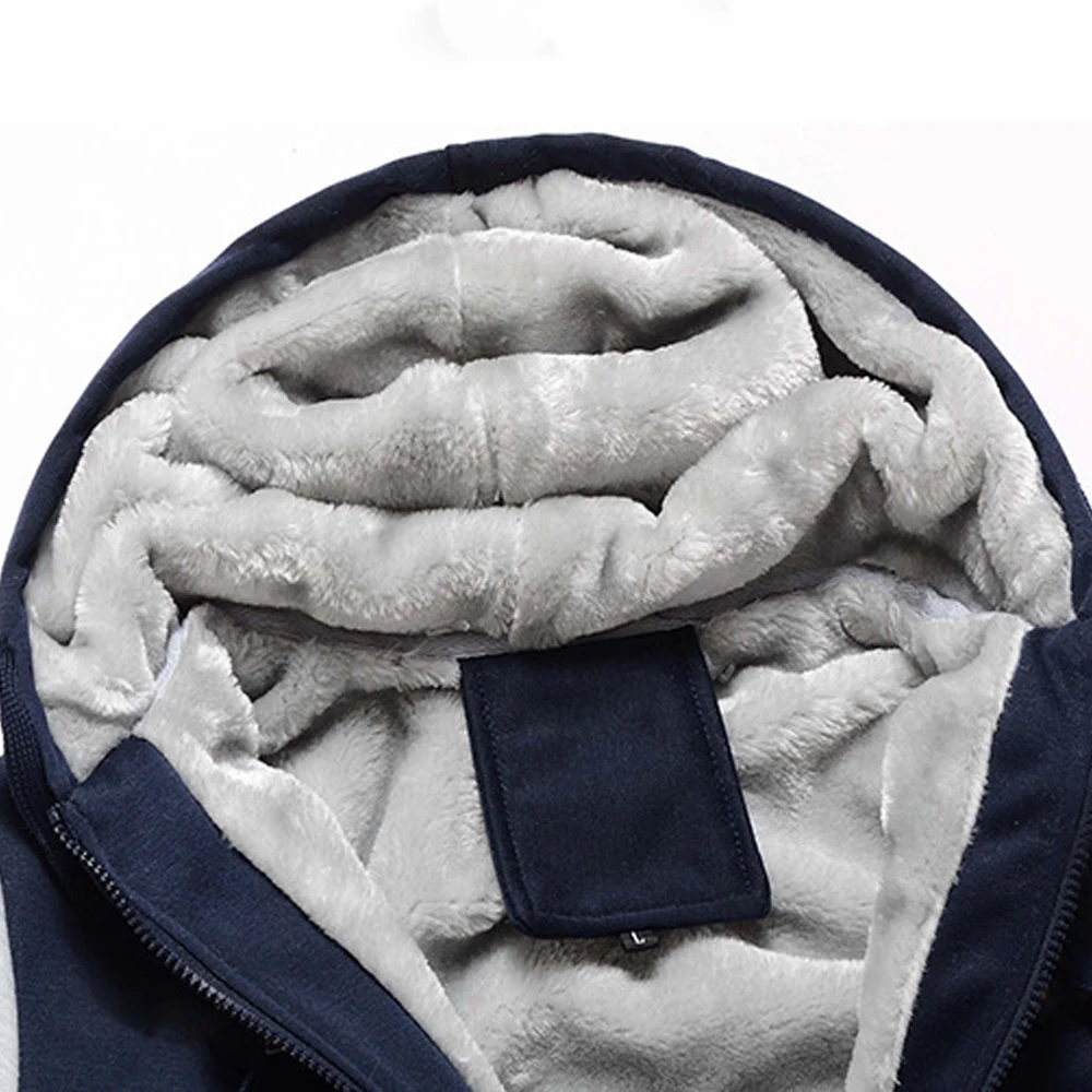 Männer Winter Trainingsanzug Sets Dicke Warme Jacke Zipper Mit Kapuze Sweatshirt Mantel + Hosen Marke Sportswear Casual Fleece Outwear Hoody – Detail 12