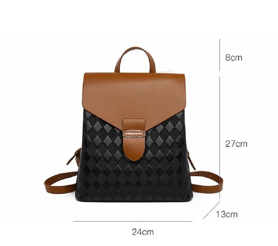 New Arrival Fashion Luxury Diamond Latttice Leather Travel Backpack High Capacity Shoulder Bags Women Messenger Bag Totes