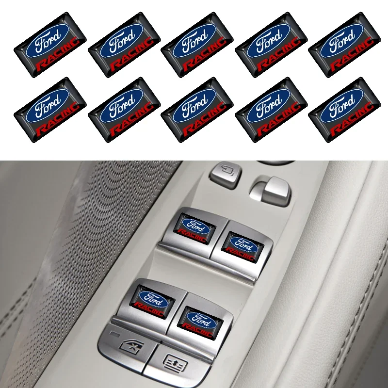 10 قطعة سيارة الديكور متعددة الوظائف زر شعار نمط ملصق لفورد فييستا EcoSport مرافقة الحارس مونديو موستانج التركيز 2 3 #1