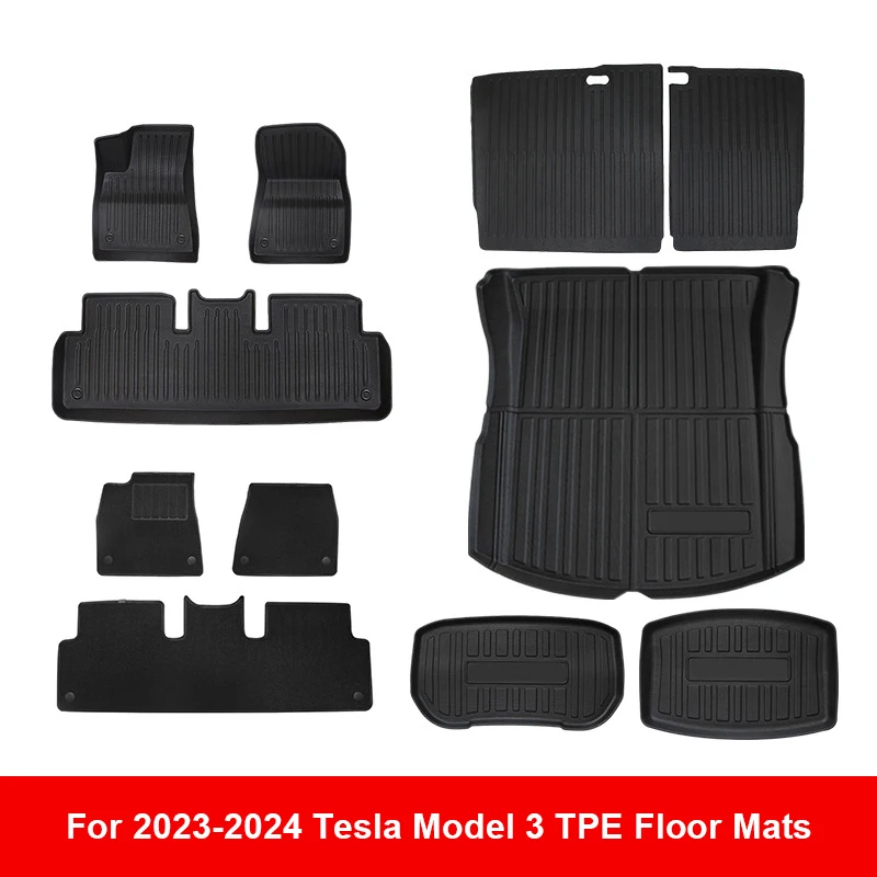 Custom Fit Car Accessories for Tesla Model 3 Floor Mat TPE with Threshold Cover ECO Trunk Mat Left and Right Hand Drive