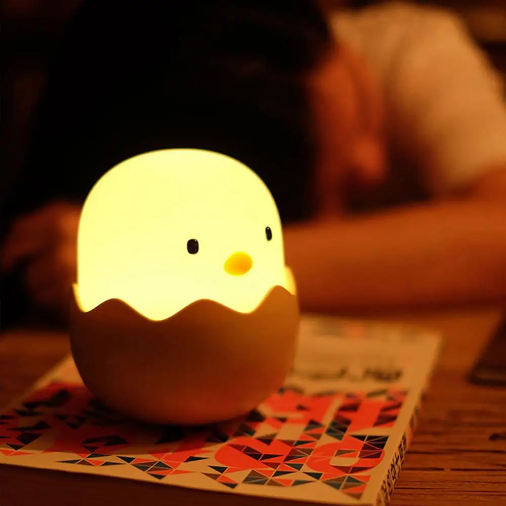 เด็กแบบใหม่ Chick Night Light Soft ซิลิโคน Baby Night Light Touch Sensor ที่สร้างสรรค์น่ารักเปลือกไข่เด็ก Lampu Tidur