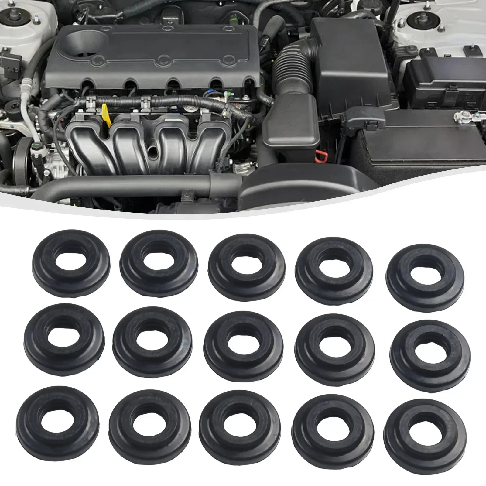 15 Pcs Car Engine Valve Cover Gasket Car Engine Screw Seal Rubber Gasket 11121437395 For E39 E46 E53 E60