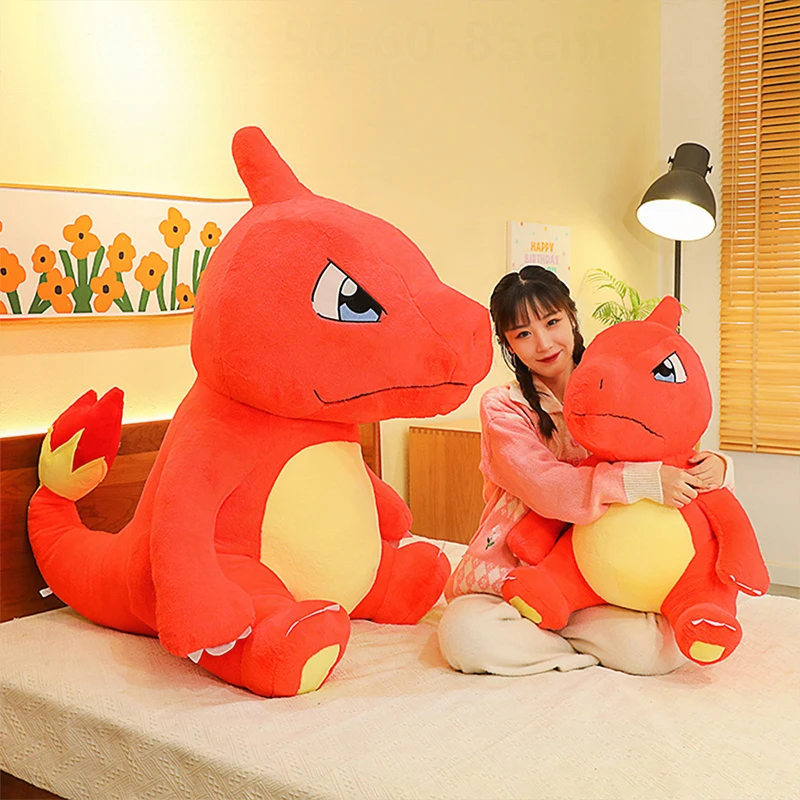 

Большие милые плюшевые игрушки Покемон Чармелеон и Чармандер 40/80 см, аниме-кукла и кавайная плюшевая игрушка в чехле-кобуре, подарки для детей