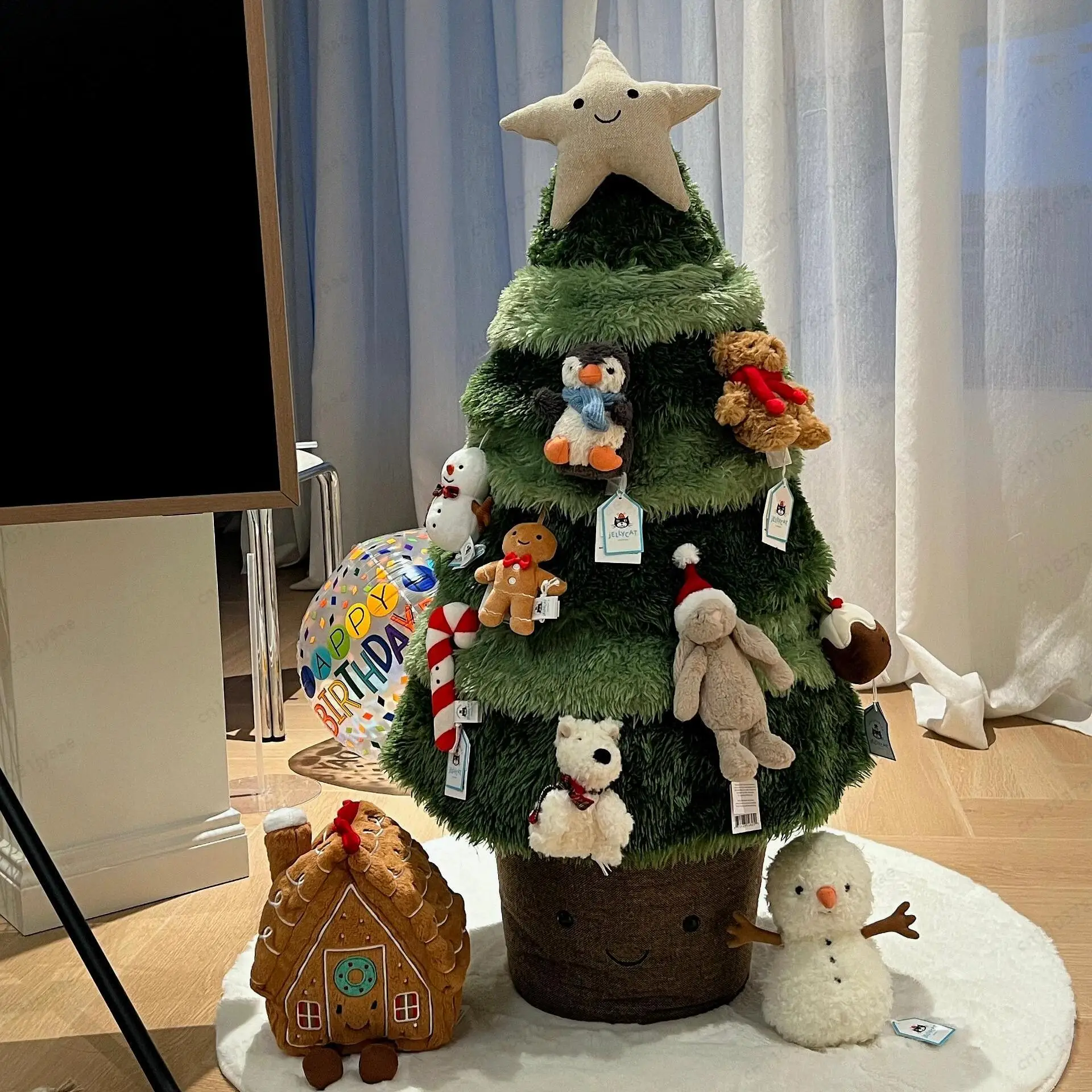 

Рождественская елка 90 см, большие рождественские украшения, сцена, кукла, кукла-снеговик, кулон