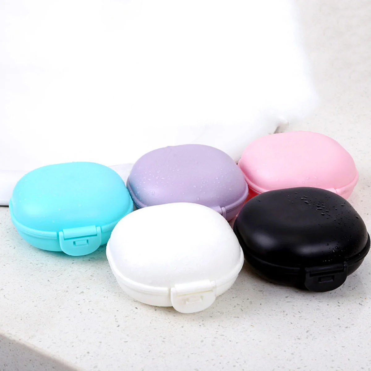 

5pcs Soap Box Water-proof Soap Holder Small Soap Case Container with Lid for Bathroom Kitchen Travel (Pink + Dark Green + Purple