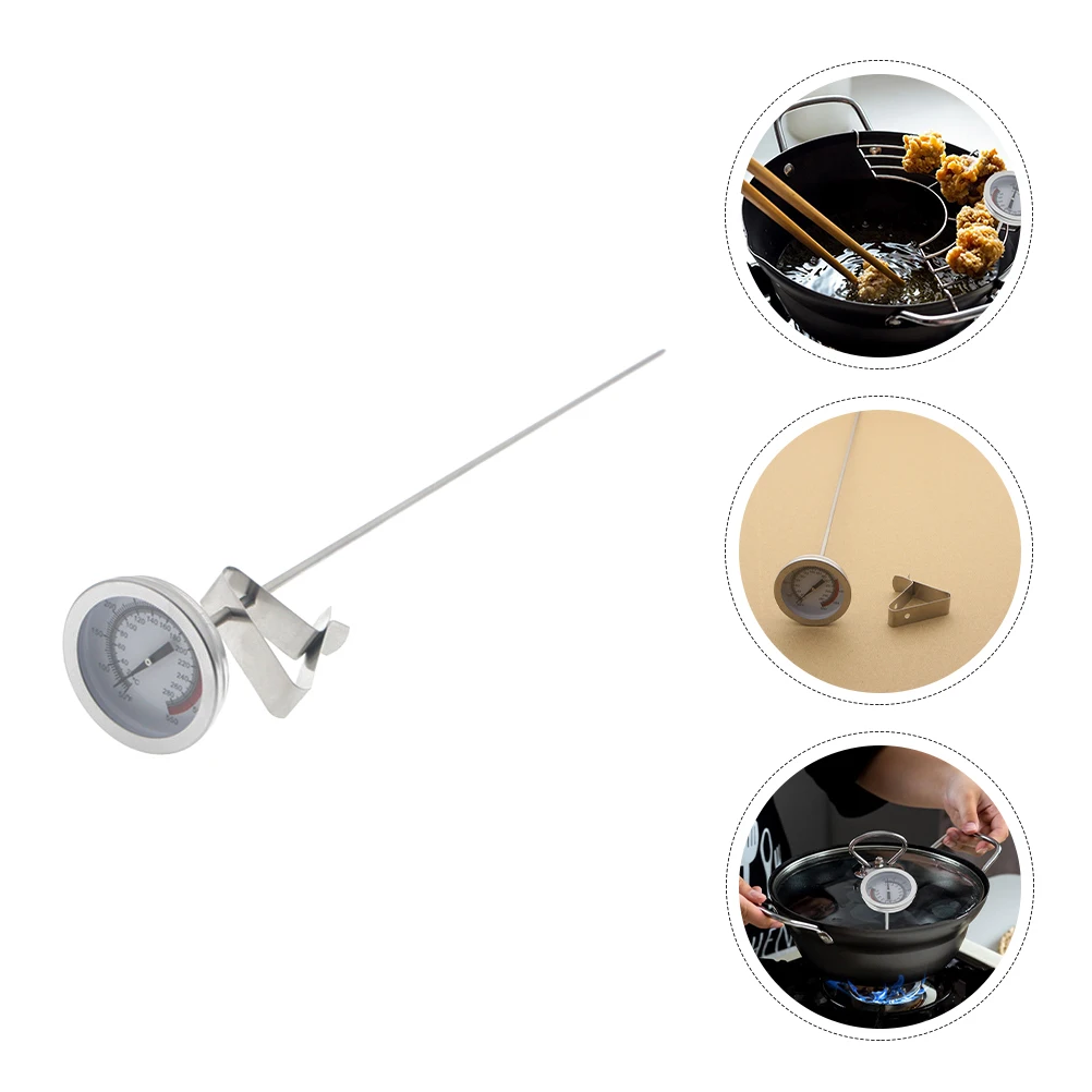 Medidor de temperatura de aceite de acero inoxidable, herramienta para freír vidrio de lectura instantánea, termómetro para alimentos con Clip, barbacoa en casa, uso en exteriores