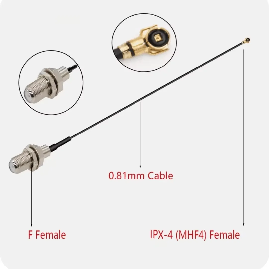 100PCS/LOT RG0.81 Extension Cable F female to IPX4/MHF4 Connector Pigtails 15 cm for M.2 Module  EM12-G L850-GL L860 EM06 RM500Q