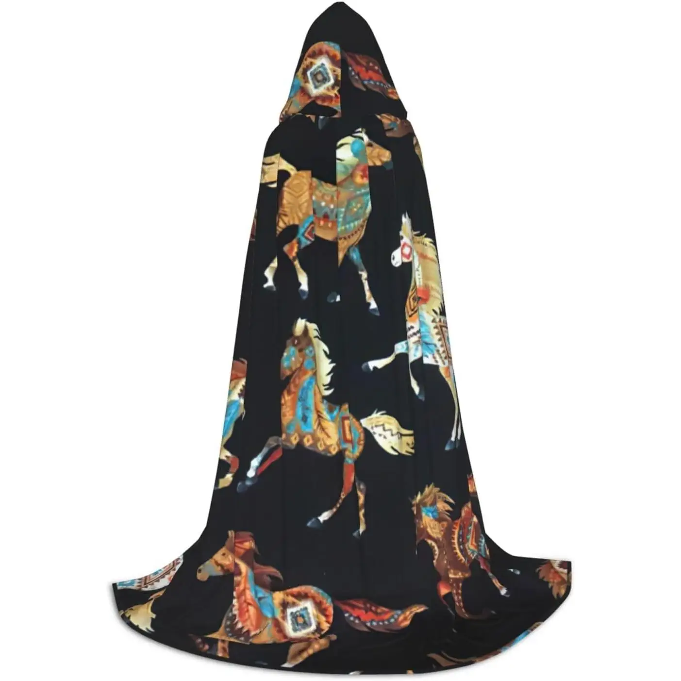

Brown Horse print Full Length Hooded Cloak Oversized Hat Cloak Tunic Hoodies Robe Cosplay Capes Water Resistant