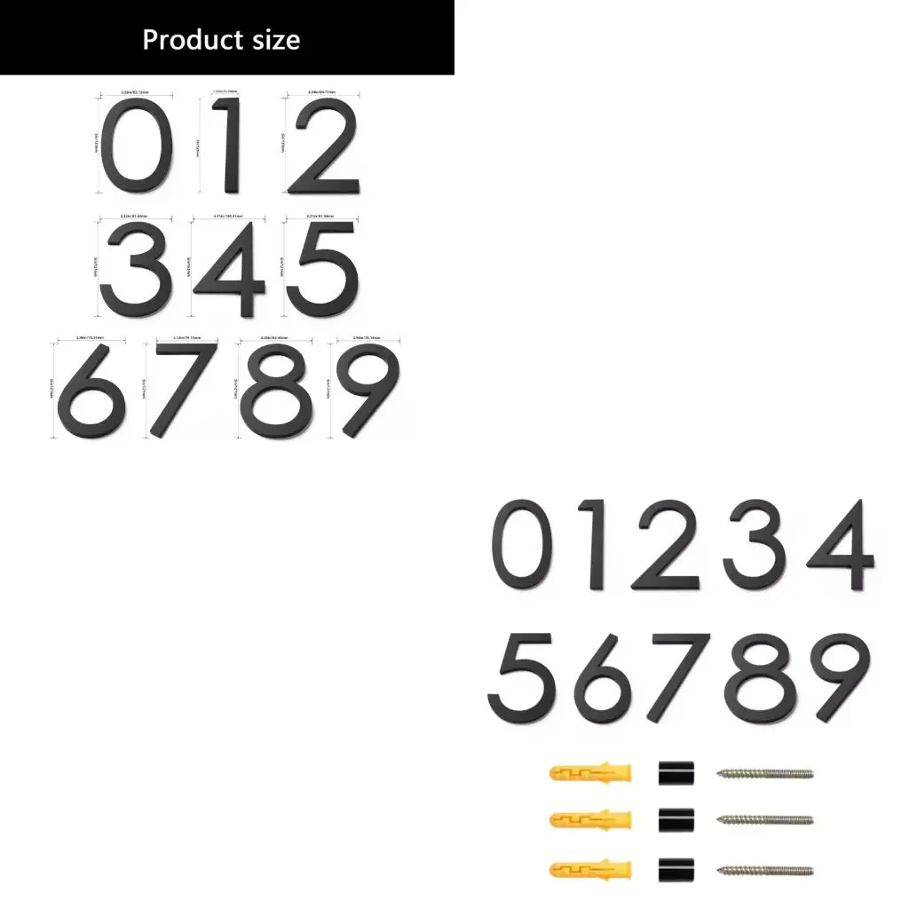  Modern Black Acrylic Address Plaque 0-9 House Number Apartment Door Number For Front Yard And Entryway