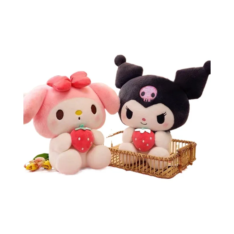 Kuromi-muñeco de peluche Sanrio Kawaii para niñas, juguete bonito de fresa, regalo