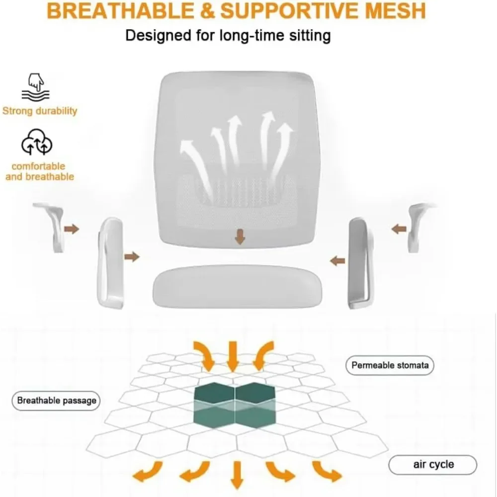 Ergonomic Office Chair with Breathable Mesh Back,  Adjustable Height, Swivel Chair with Flip-Up Arms and Lumbar Support