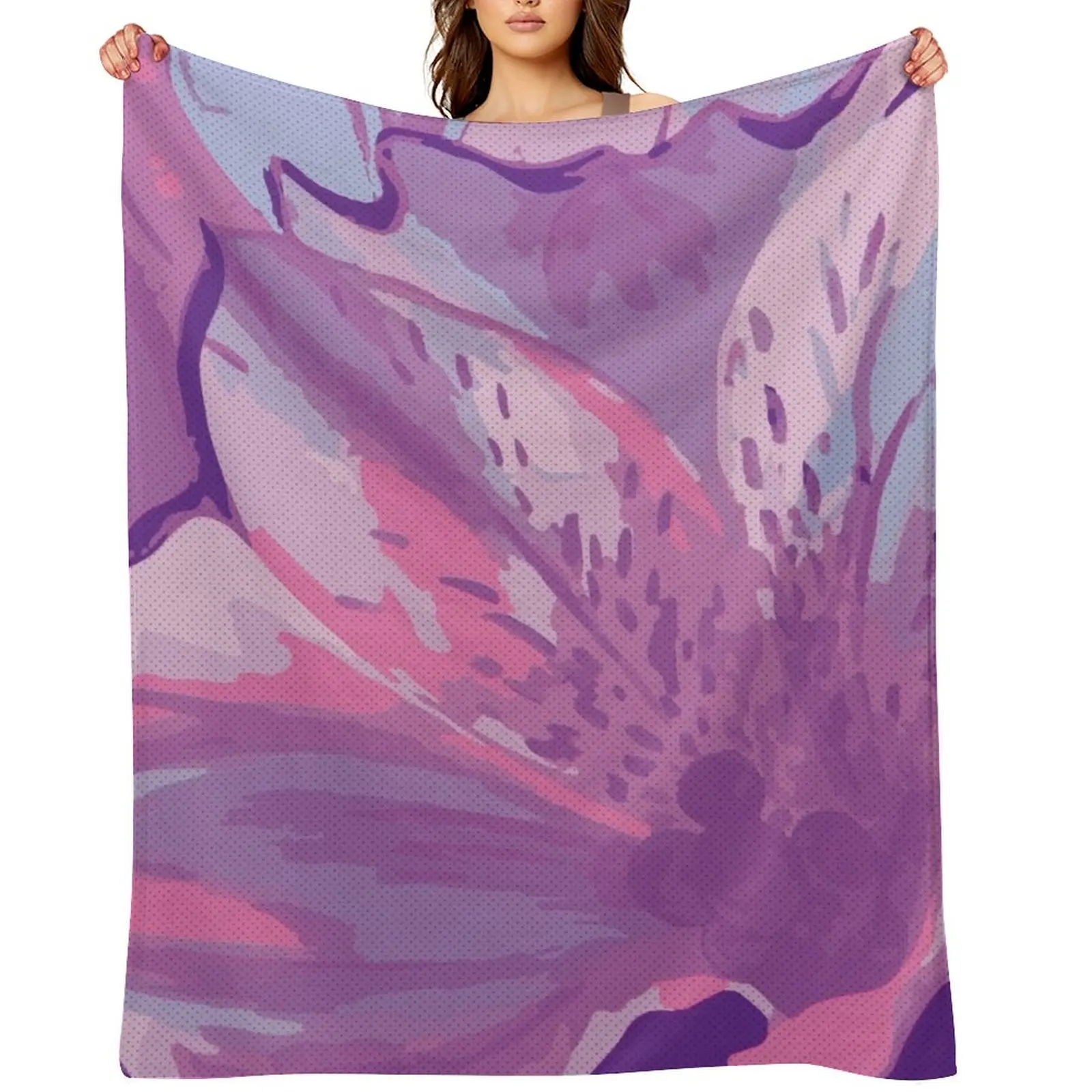 Bright Purple Flower Bloom Throw Blanket Thins Blankets For Bed Heavy Bed linens Blankets