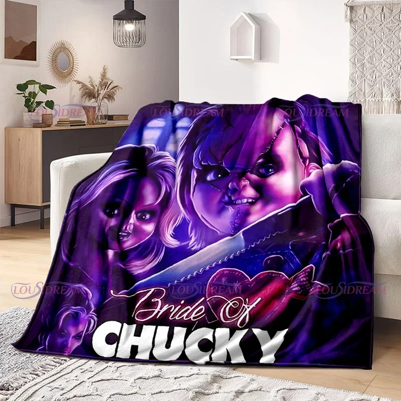 Watching Horror Stimulate Movie Blanket Child Play Character Chucky Blanket Home Couch Warm Bedspreads Soft Flannel Blanket