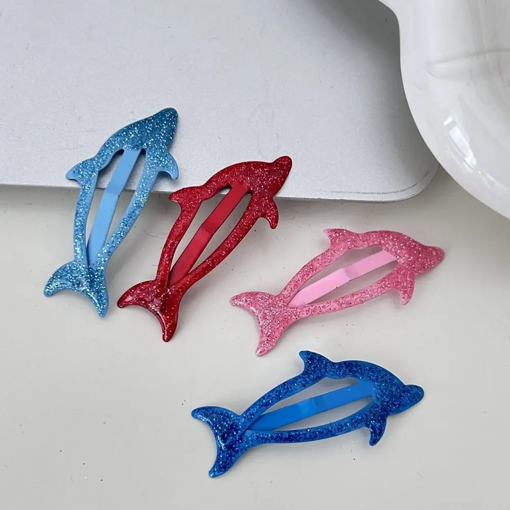 Cute Fashion Glitter Sequin Dolphin Side Hair Clips for Girls Kids Sweet Simple Hairpin BB Clips Barrettes Hair Accessories