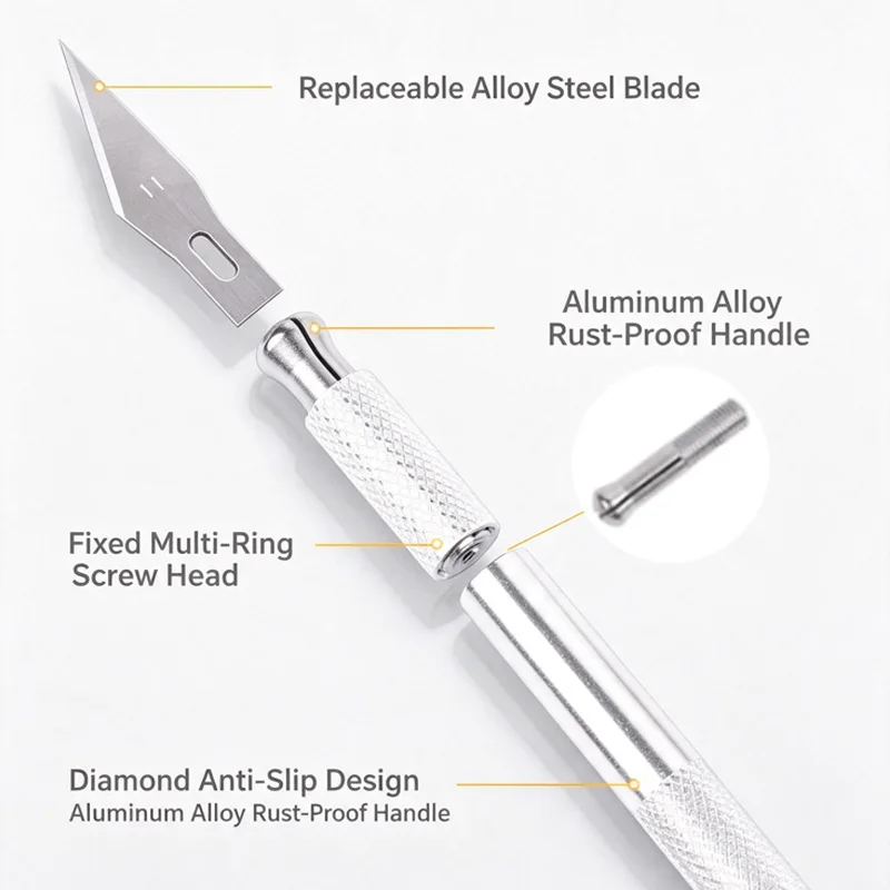 5-Piece Set of Handmade Carving Knives, DIY Hand Tool Set with Metal Handles and Sharp Blades, Multi-Functional Tools Suitable for Carving, Clay Trimming, Model Making, and Fabric Cutting