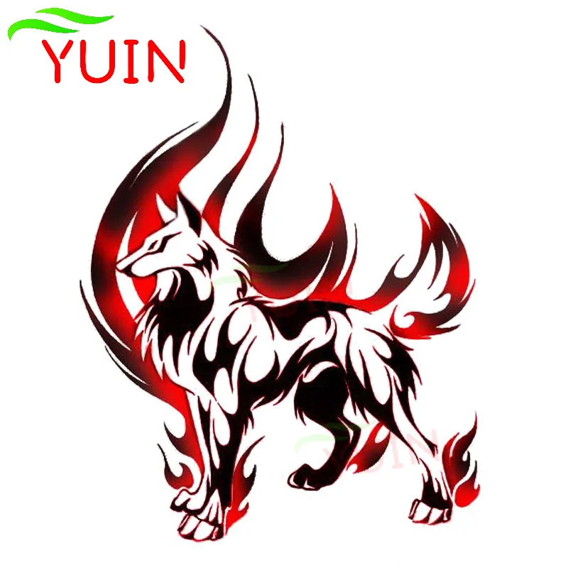 Funny Flame Wolf Car Sticker Accessories Motorcycle Cover Scratches Waterproof Laptop Styling PVC Decoration Decal 13*10cm