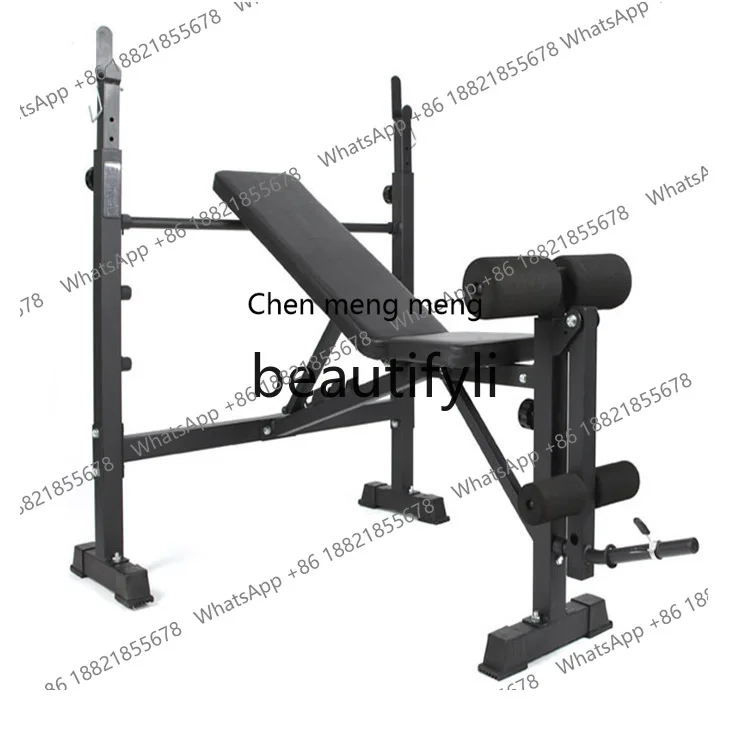 Rak Bench Press Multifungsi untuk Angkat Beban, Rak Squat Barbell, Set Barbell untuk Penggunaan di Rumah, Papan Bench Press