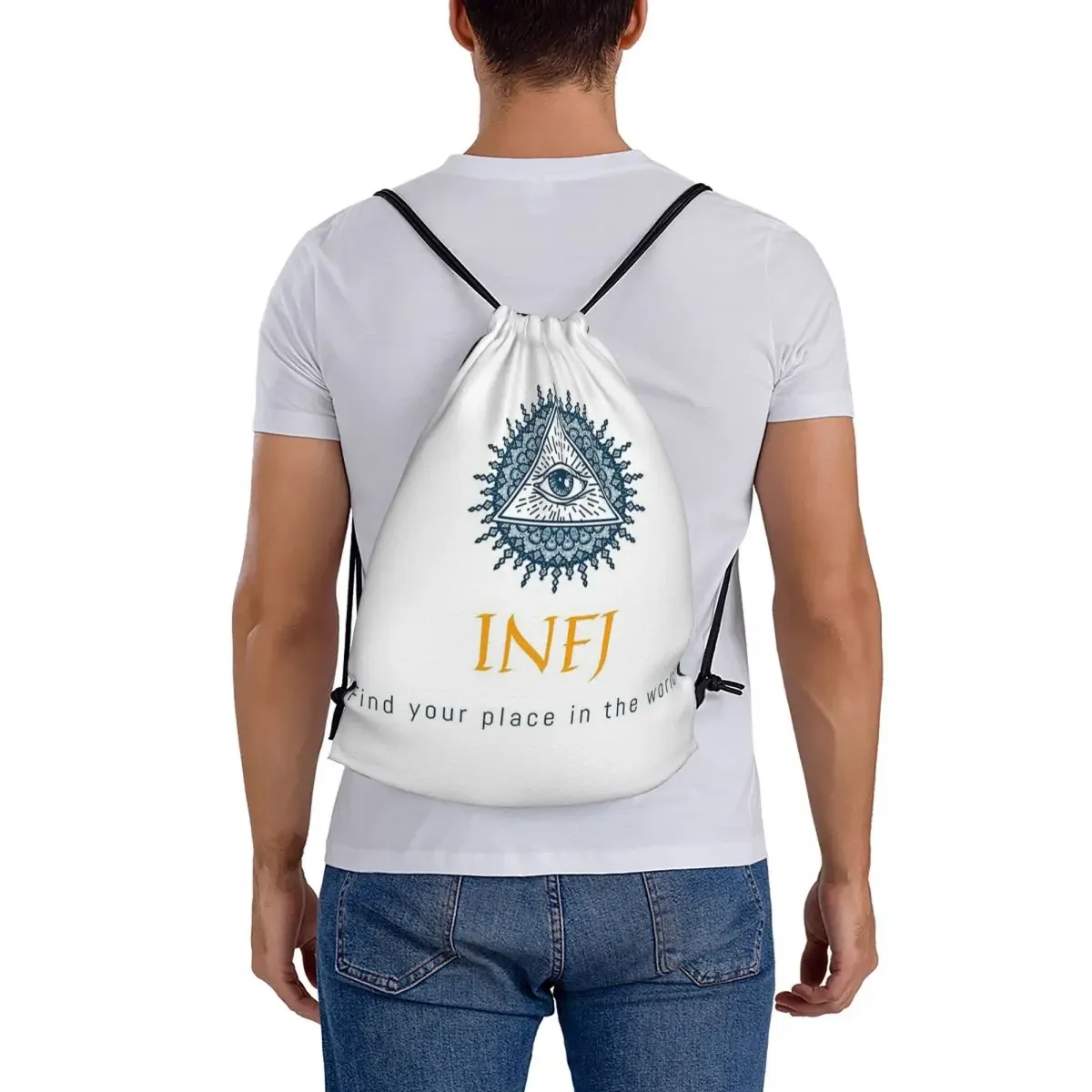 INFJ-Sacos de cordão para homens e mulheres, bolso, bolsa esportiva, bolsa para estudantes, encontre o seu lugar no mundo