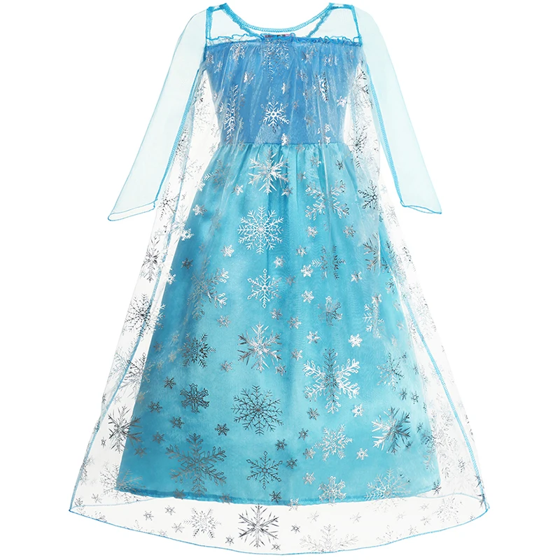 Girls Disney Frozen Dress Snow Queen Dress Kids Cosplay Costume Prom Gown Robe-Playing Children Party Clothing Princess Dress