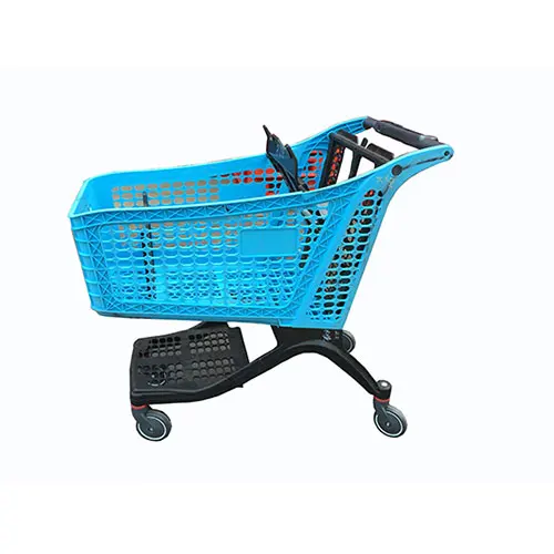 

Plastic Basket Grocery Shopping Carts For Supermarket Full Plastic Material With Wheels In Supermarket