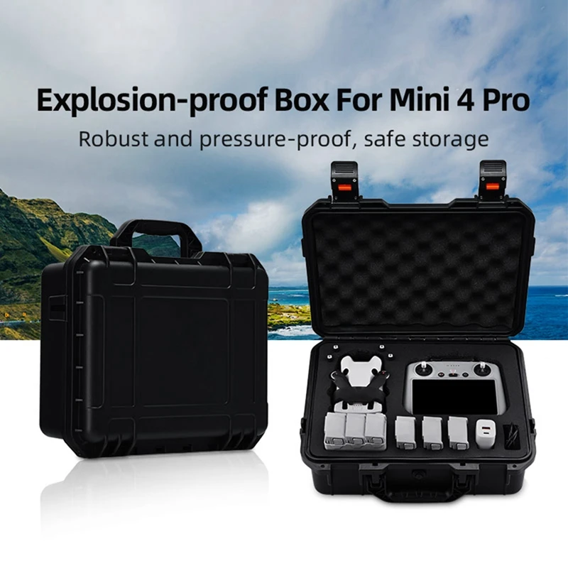 Caja de seguridad a prueba de explosiones para DJI Mini 4 Pro, bolsa de almacenamiento, caja de protección anticaída, caja de gran capacidad para exteriores