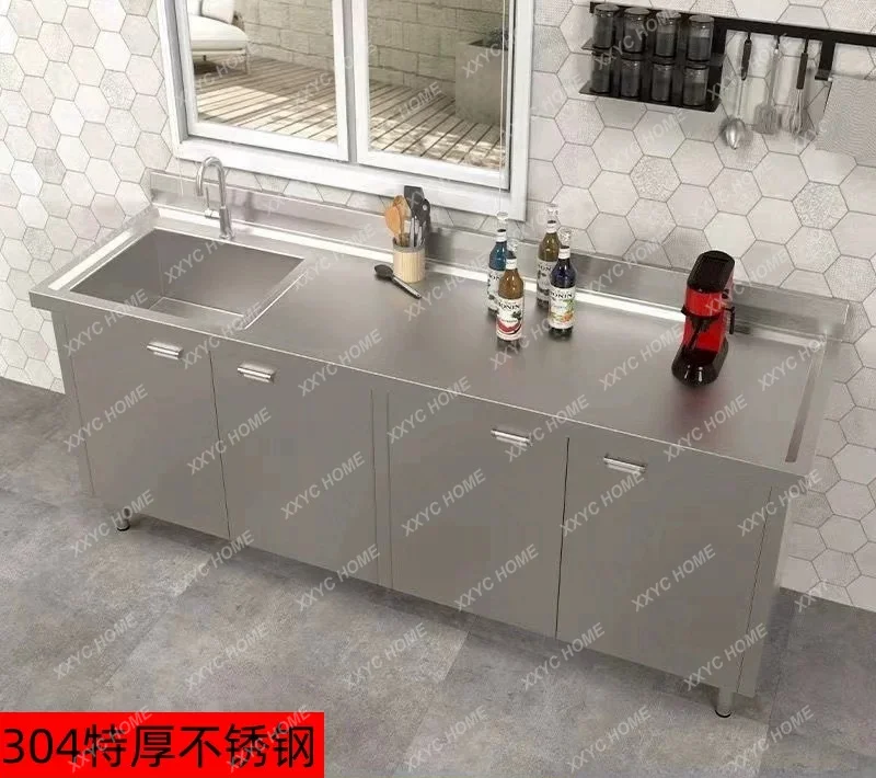 

Kitchen Stainless Steel Sink Cabinet Sink Cabinet Vegetable Basin Countertop Integrated Cabinet Stove
