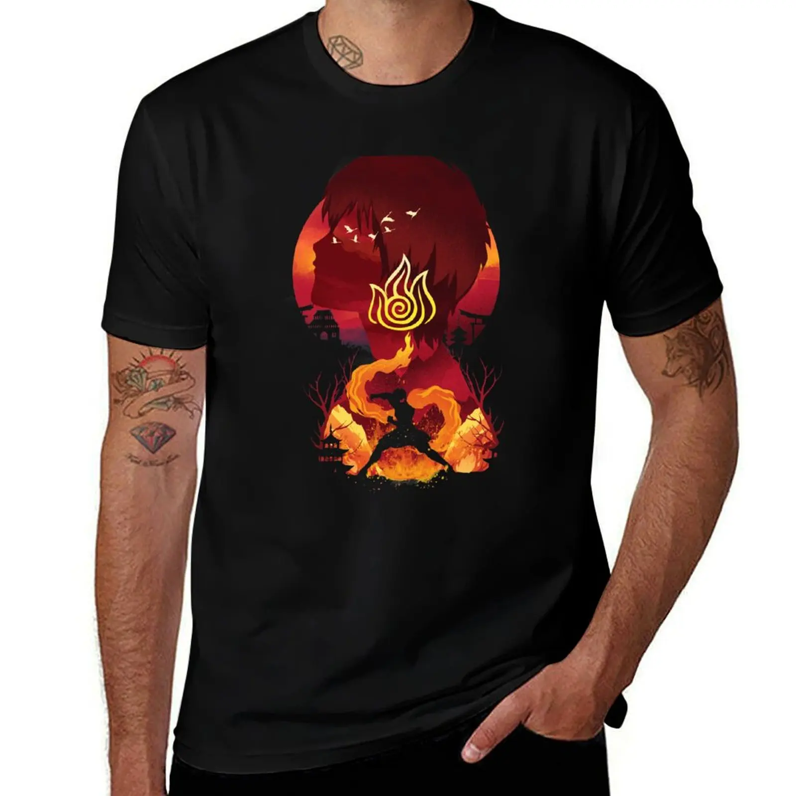 

Firebender Landscape T-Shirt street wear boys animal print anime tshirt plain plain black t shirts men