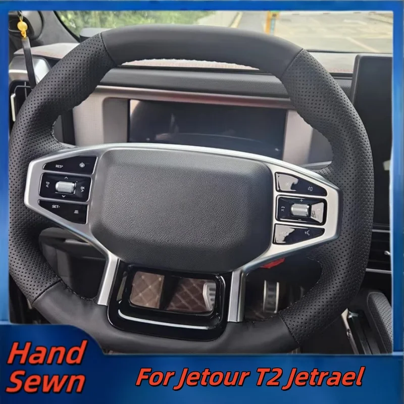 

Car Steering Wheel Cover Hand-Sewn Microfiber Leather For Jetour T2 Jetrael Car Interior Accessories